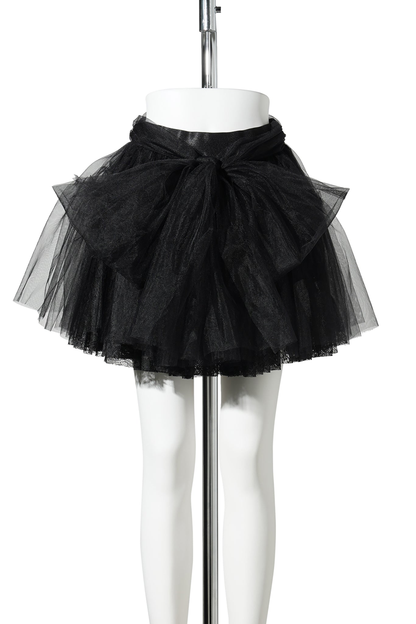 BOW TULLE LACE BALLET SKIRT / BLACK