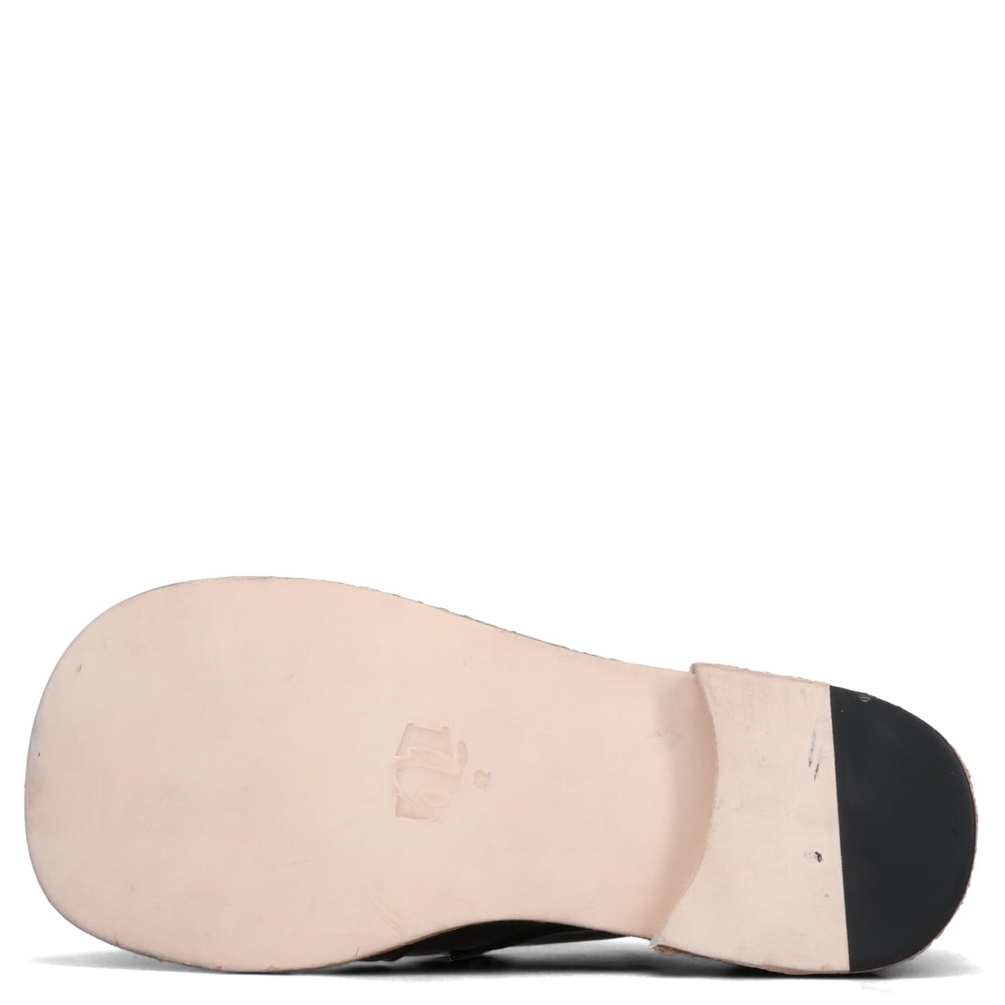 BIG FOOT CURVED WINGTIP DERBY LEATHER SOLE / BLACK/RAW SOLE NATURAL