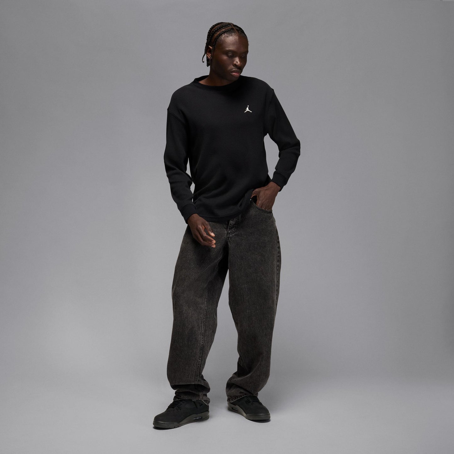 AIR JORDAN 4 RETRO / 010:BLACK/BLACK-LT GRAPHITE