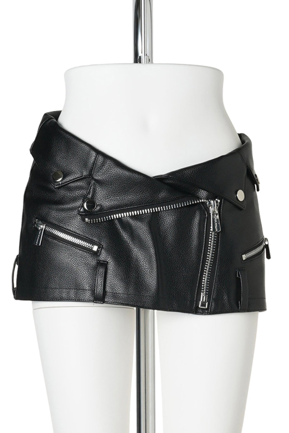 DECONSTRUCTED BIKER SKIRT MINI / BLACK