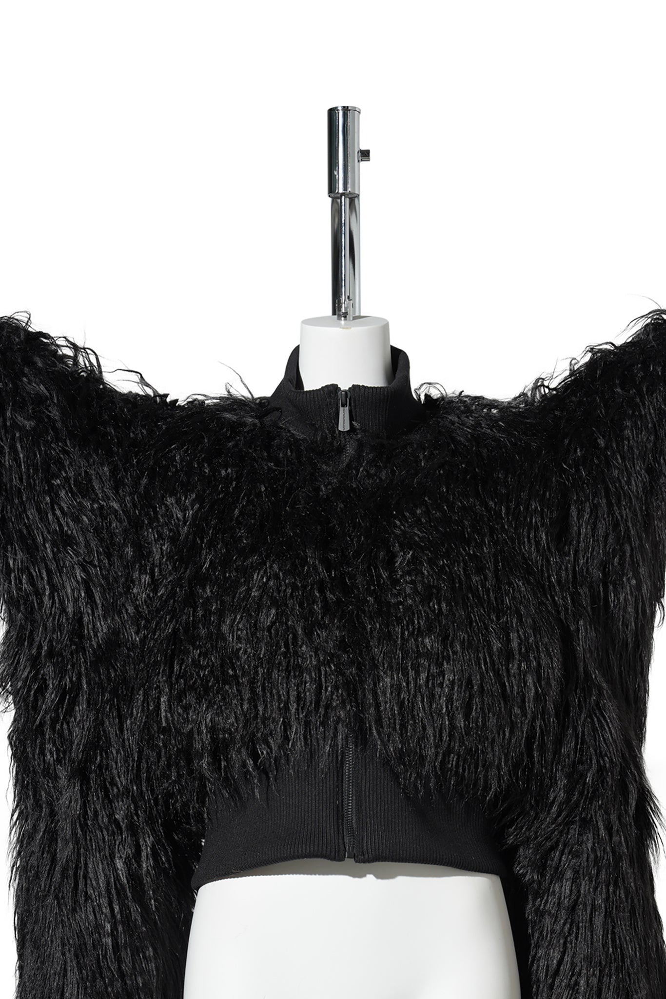 DOOMSDAY CROP FAUX FUR JACKET / BLACK