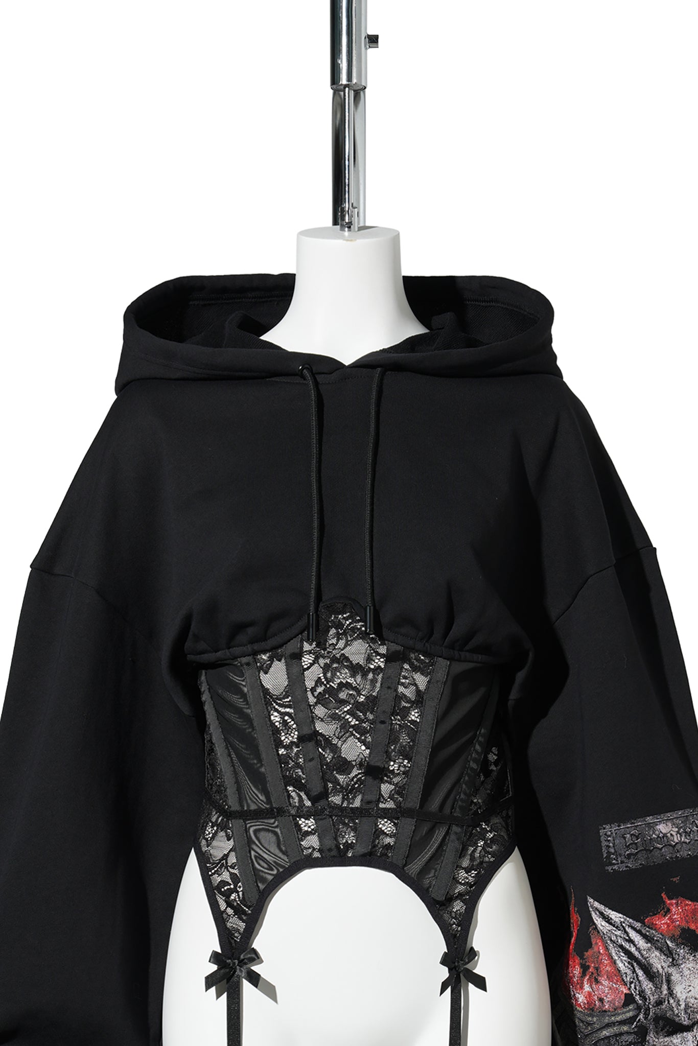 ROCKSTAR CORSET HOODIE / BLACK PRINT