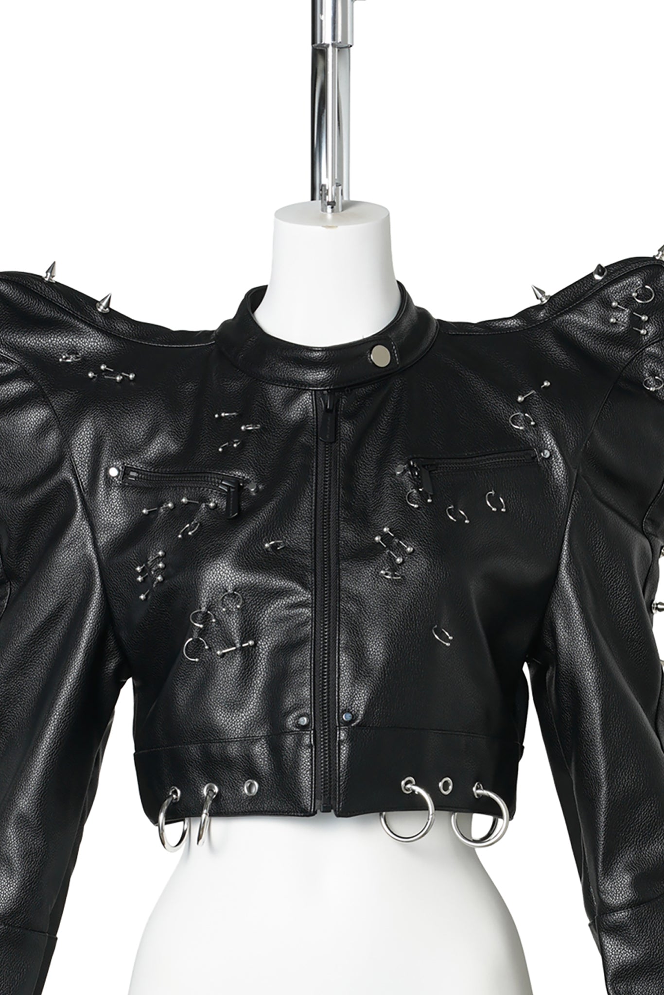 PIERCED CROP JACKET / BLACK