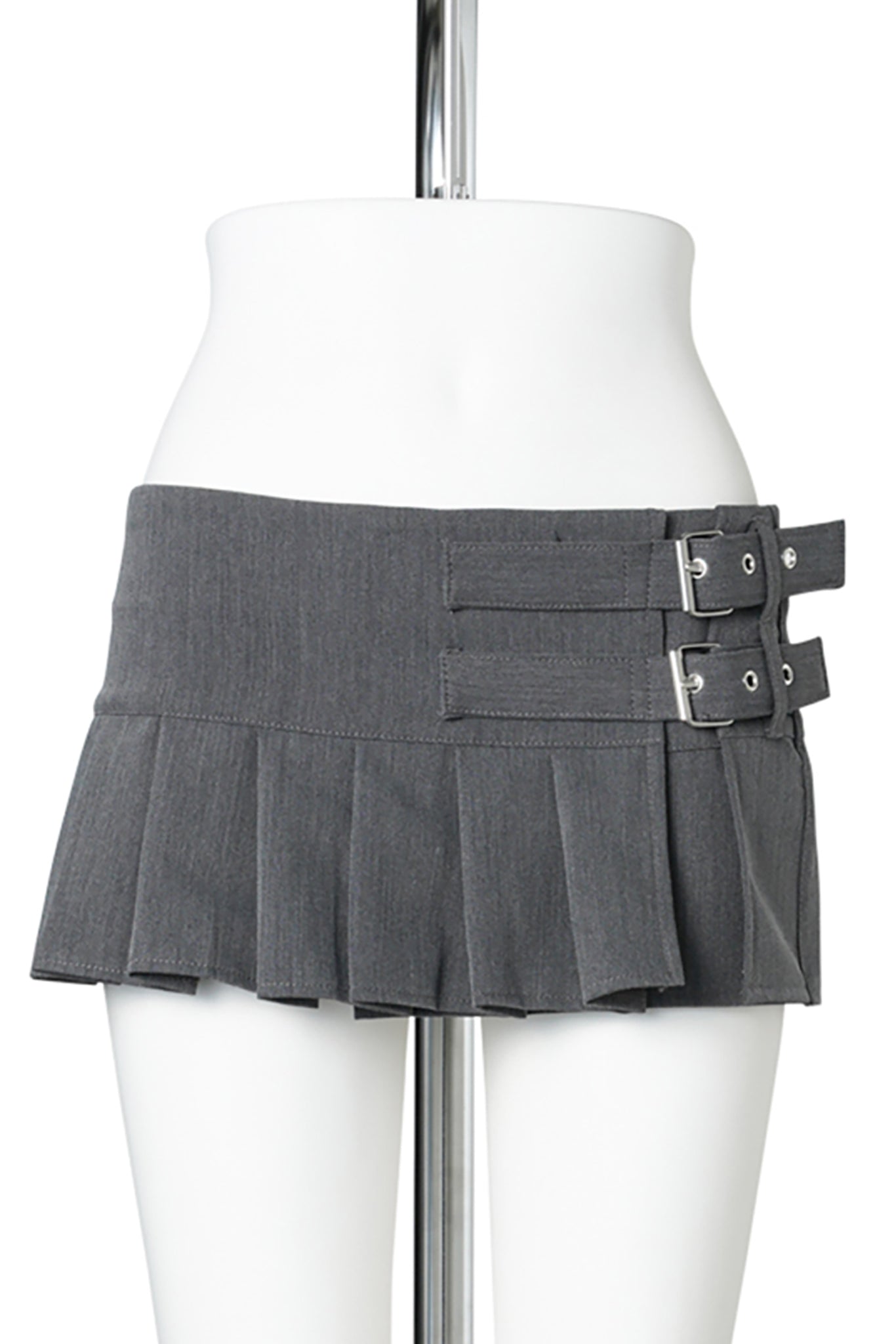MICRO PLEATED SUITING SKIRT / GREY