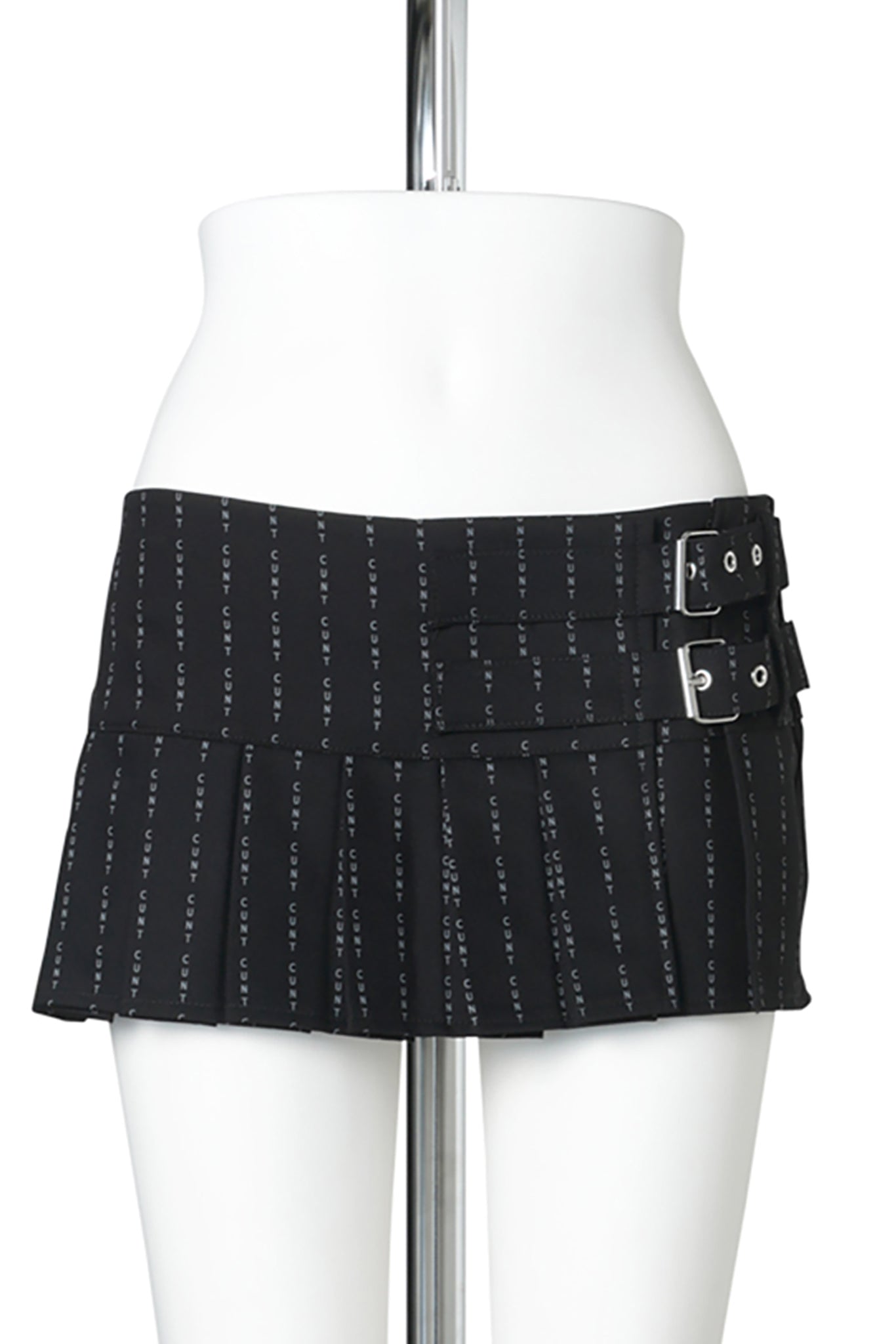 MICRO PLEATED SUITING SKIRT / BLACK PRINT