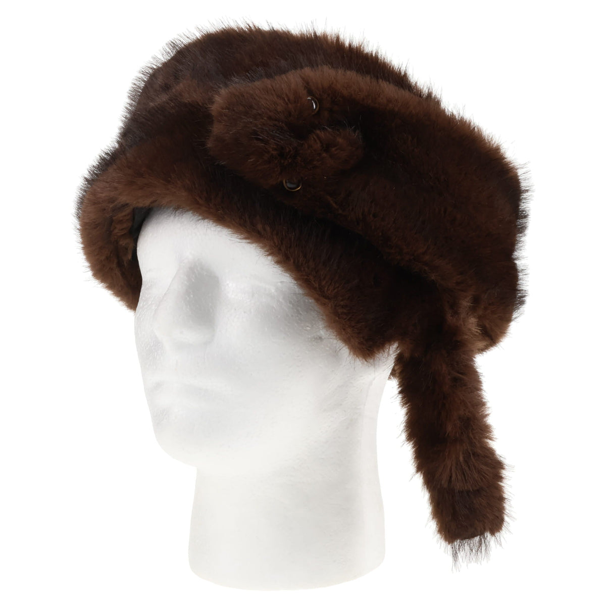 FAUX FUR TRAPPER HAT / BROWN