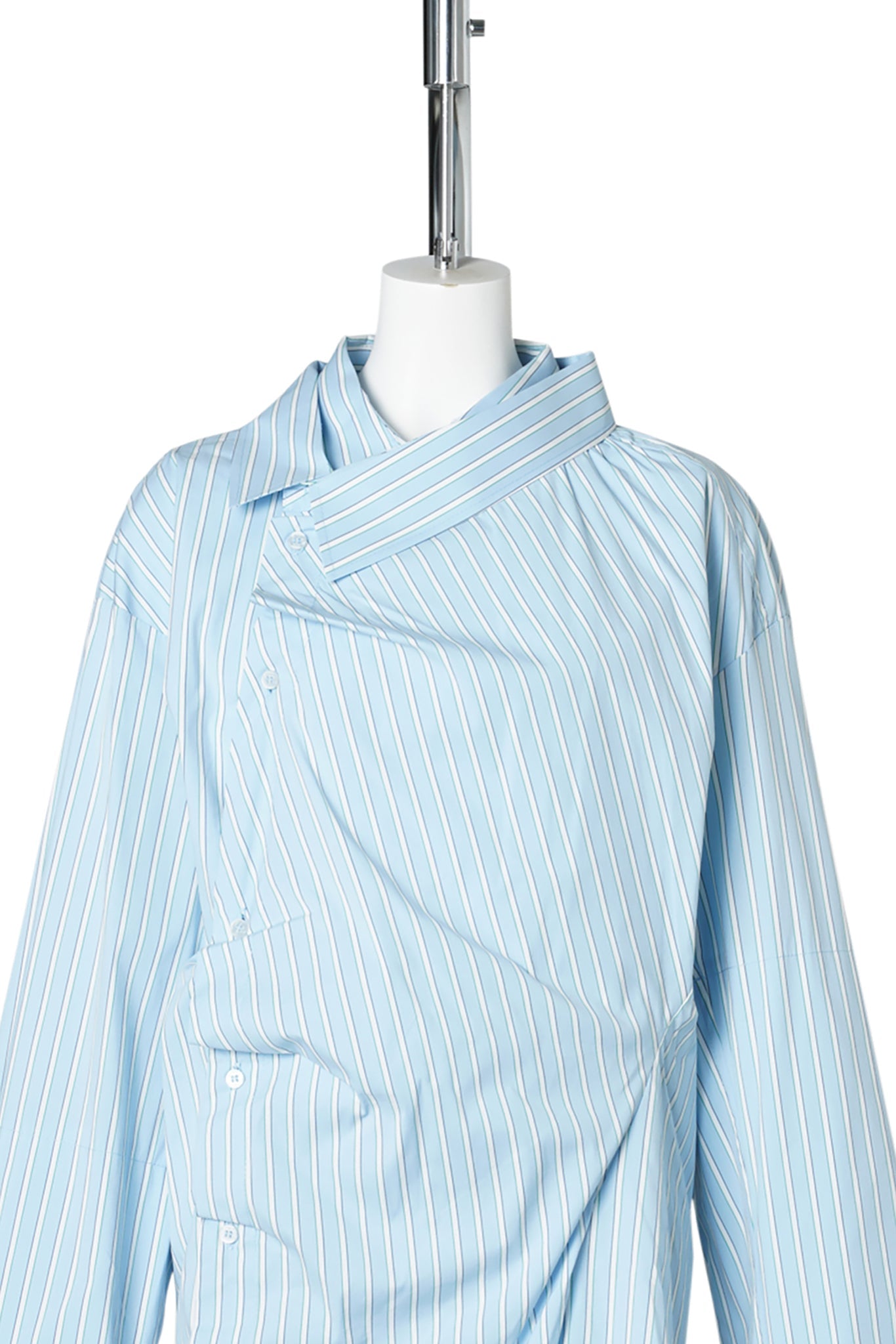 TWISTED DOUBLE COTTON SHIRT / BLUE STRIPED