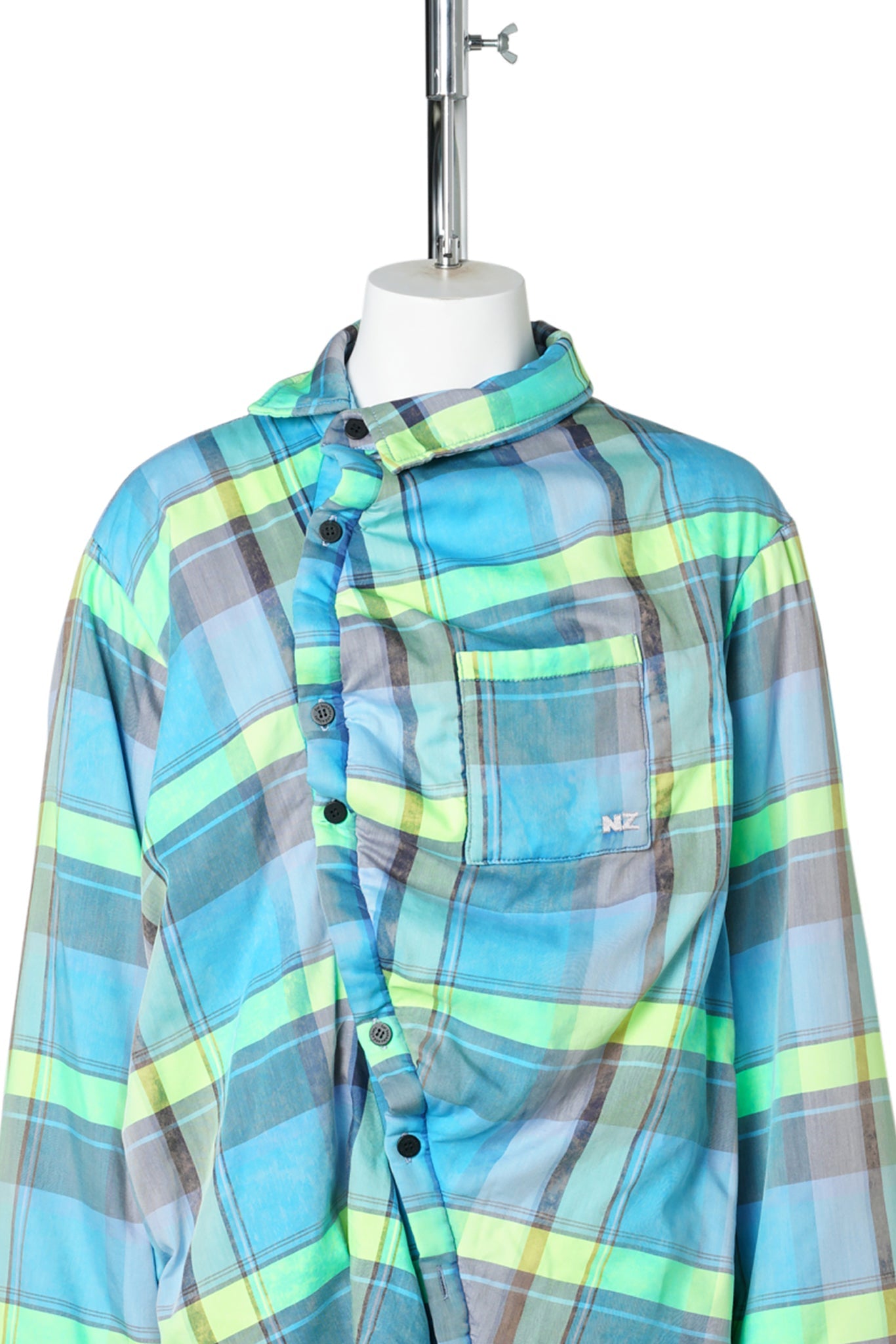 TWISTED PADDED SHIRTJACKET / BLUE CHECKED