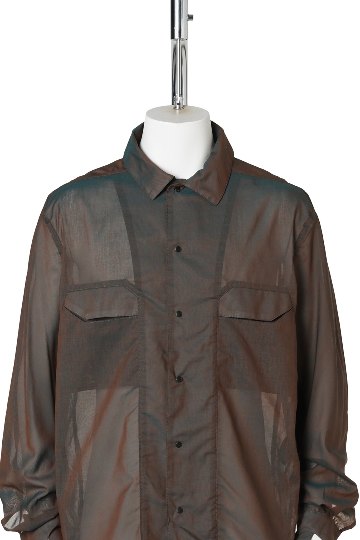 CHAMBRAY PANEL SHIRTS / BROWN