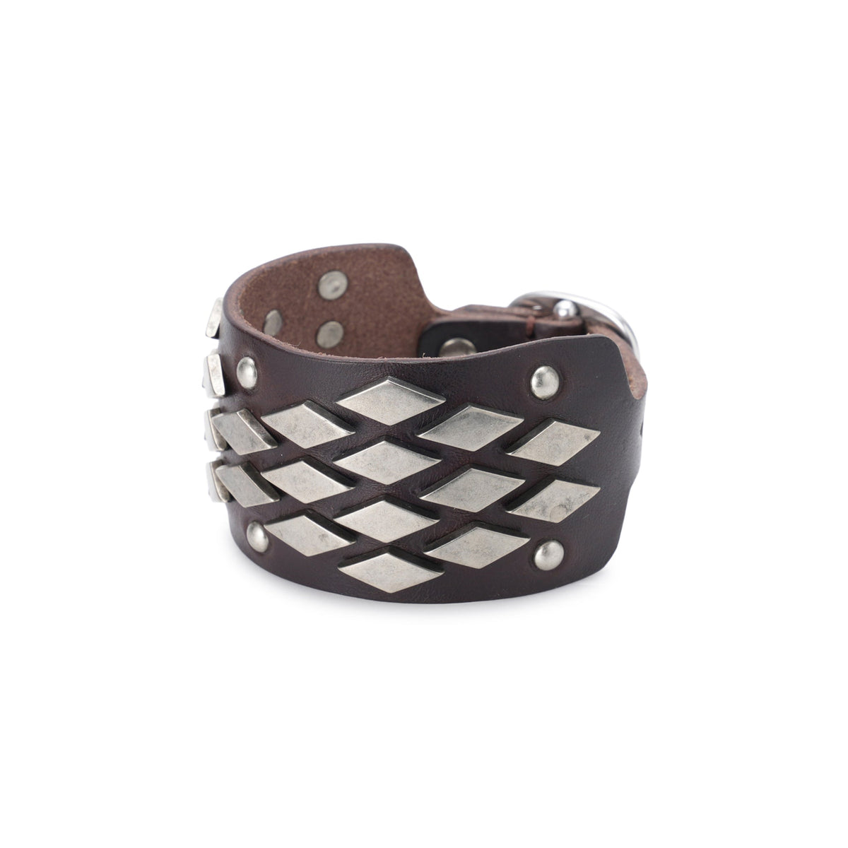 ABSTRACT SNAKE BRACELET / OILY BROWN COWHIDE