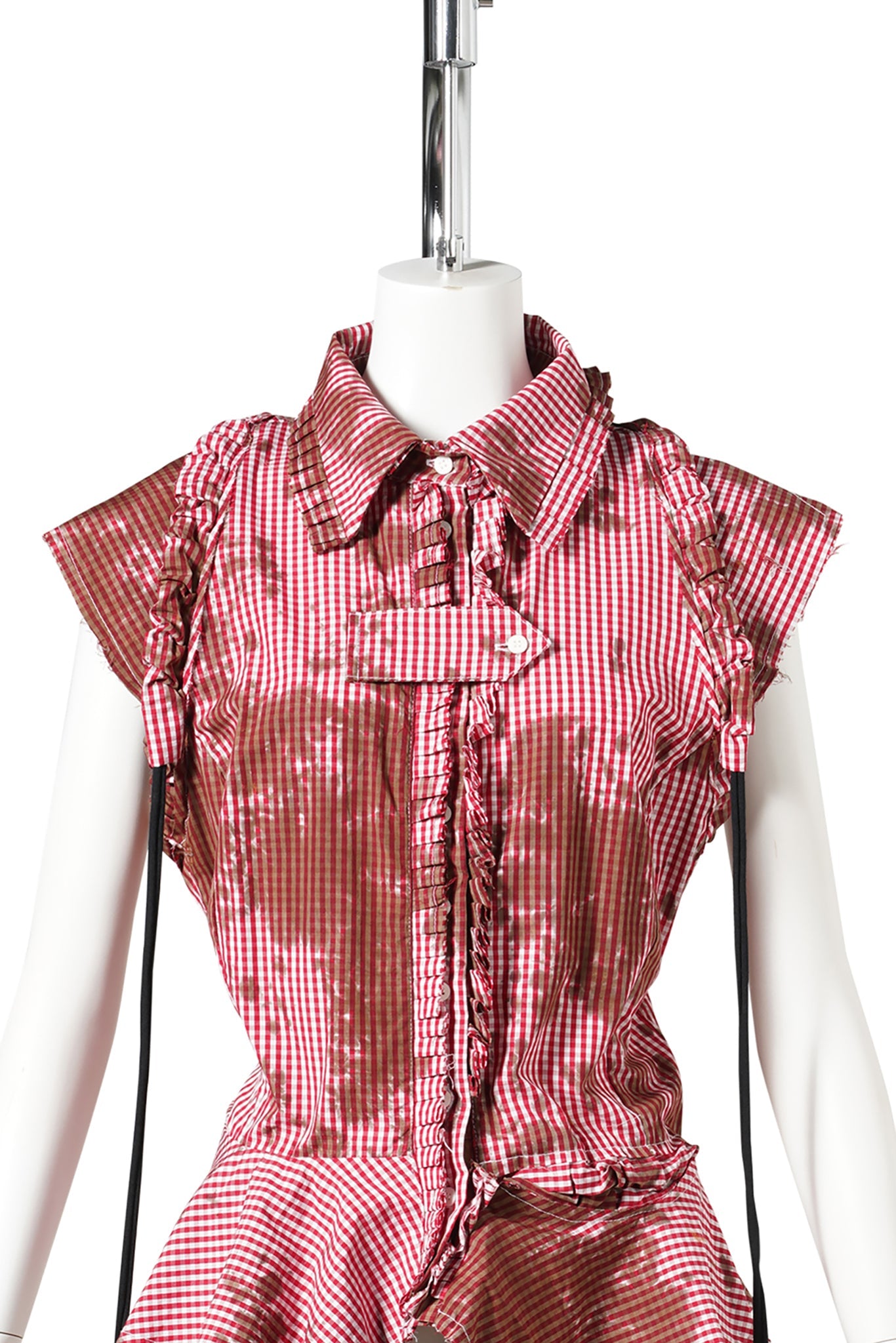 PICNIC RUCHED RUFFLE BLOUSE / GINGHAM