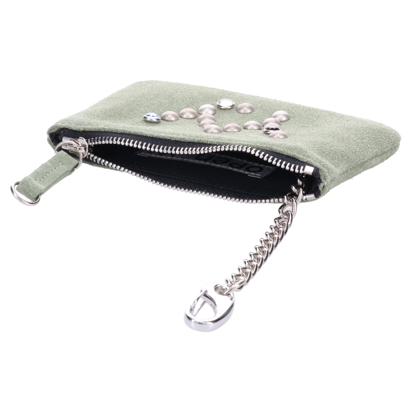 YY SUEDE STUD CHAIN WALLET / OLIVE