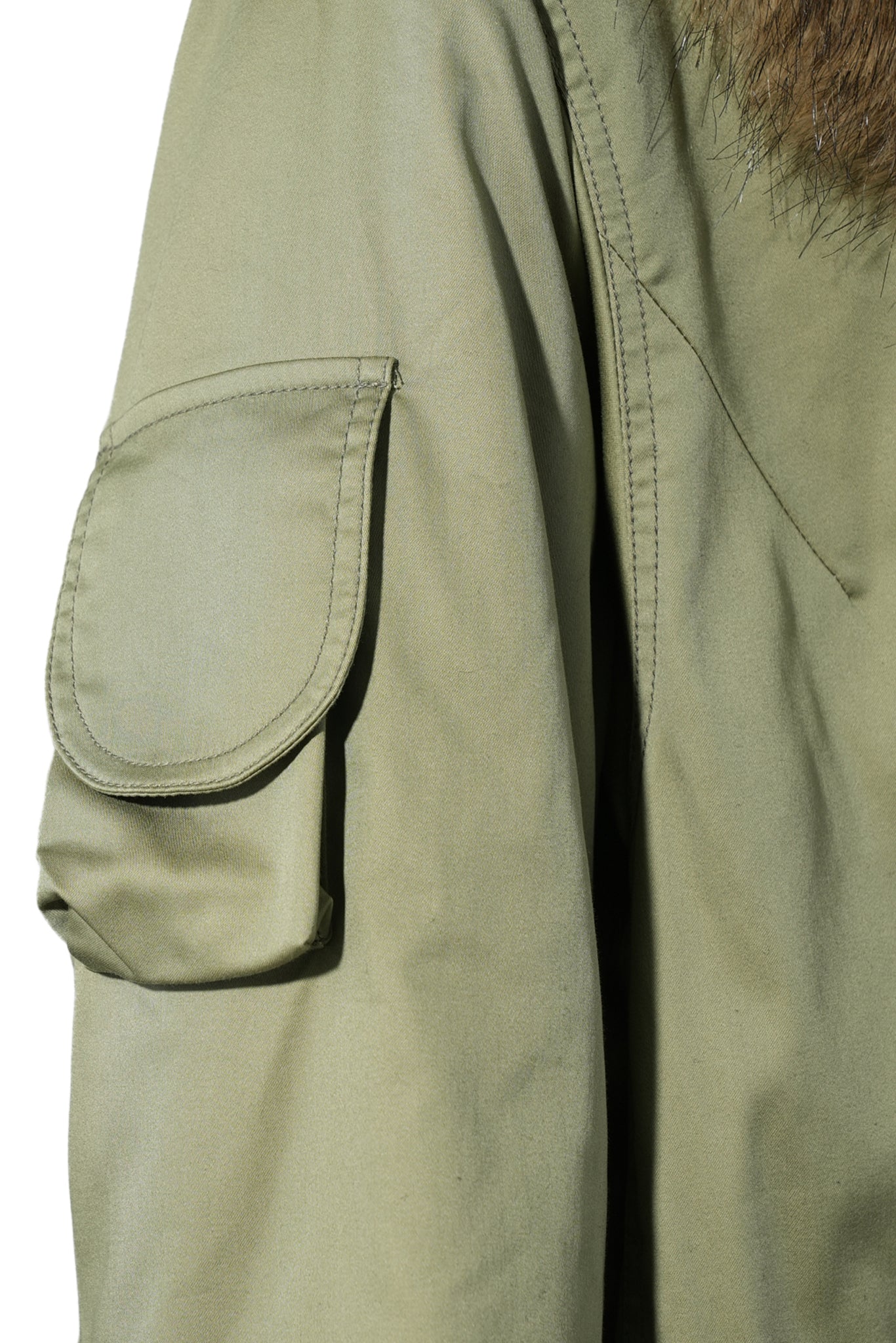 FAUX FUR TRIMMING SAFARI JACKET / KHAKI