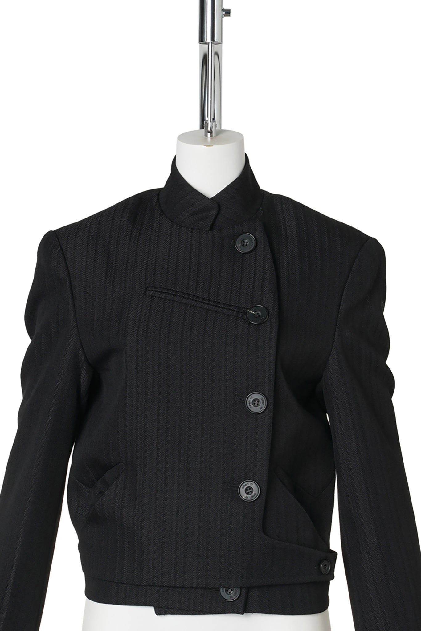 STRIPE DOUBLE-BREASTED BLAZER / BLACK