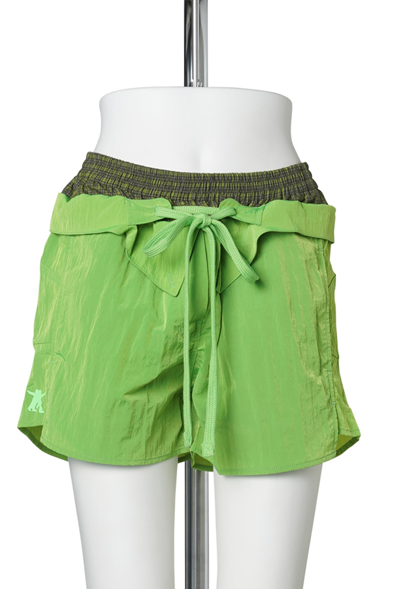 COLOR BLOCK LAYERED SHORTS / LIME GREEN