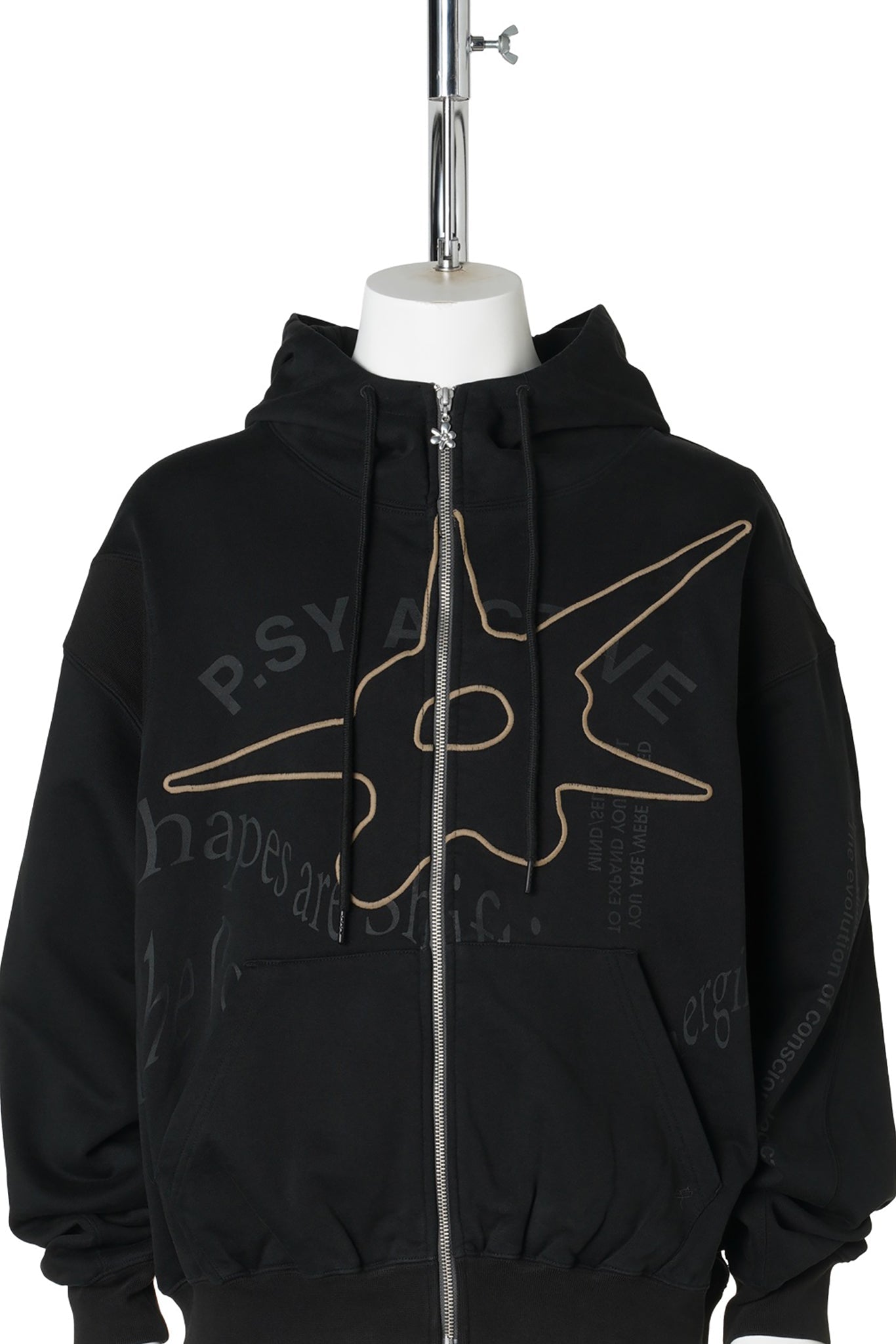 SHAPE SHIFT HOODED ZIP THRU SWEAT / BLACK WASH