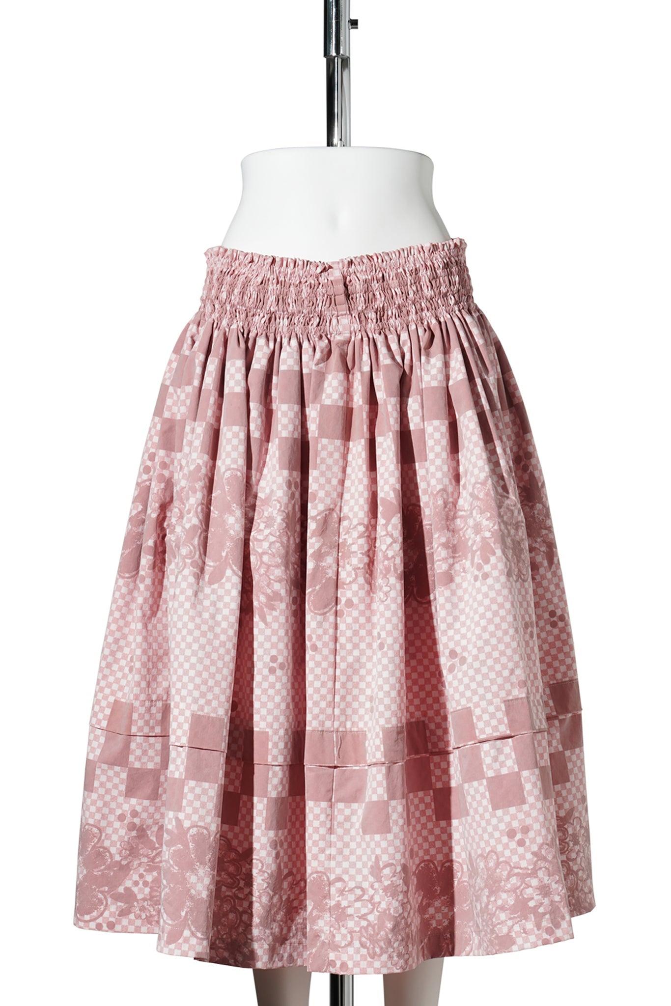 GATHERED TRACK MAXI SKIRT / RED/WHITE