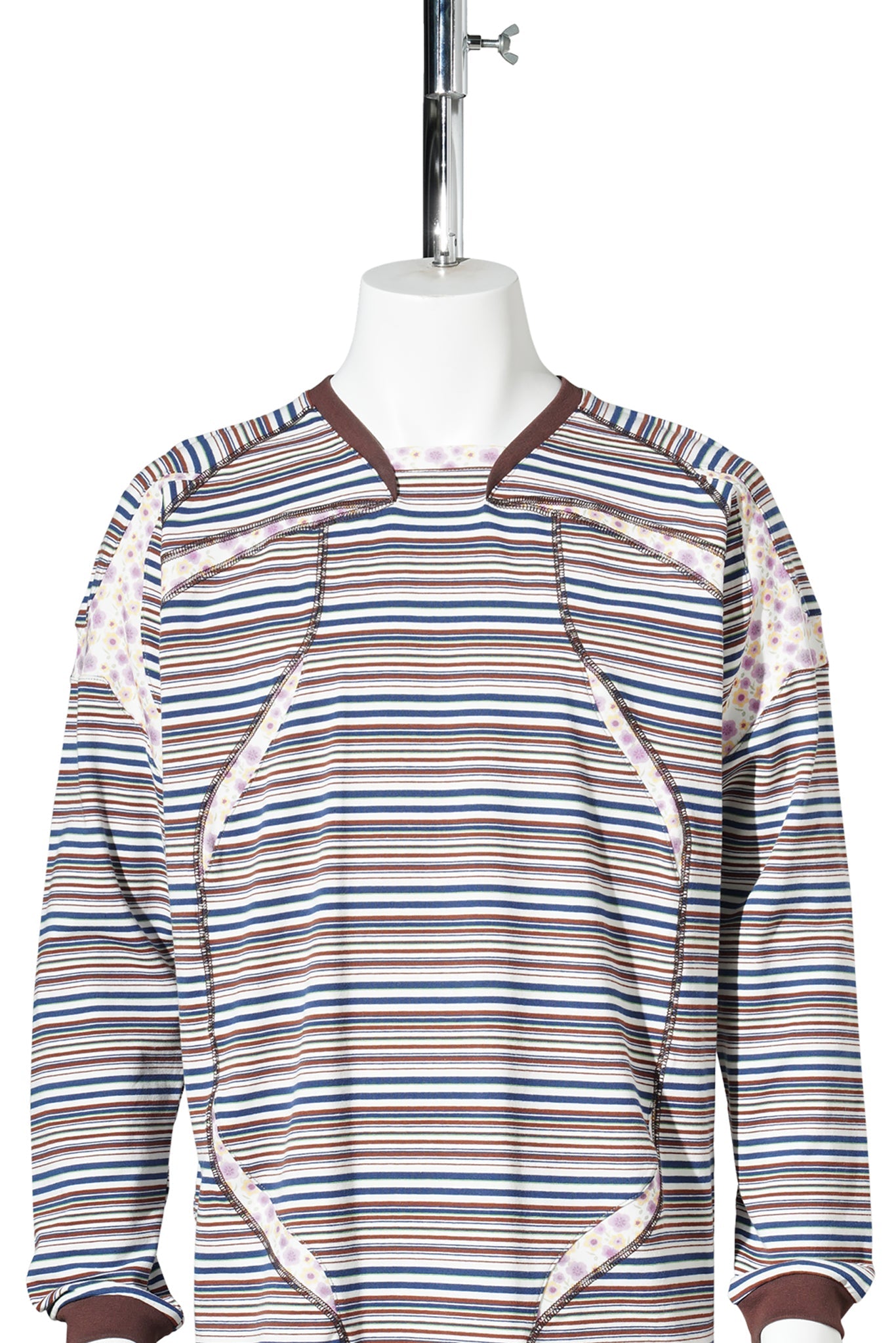 SPORT JERSEY LONG SLEEVE / WHITE & BROWN STRIPES