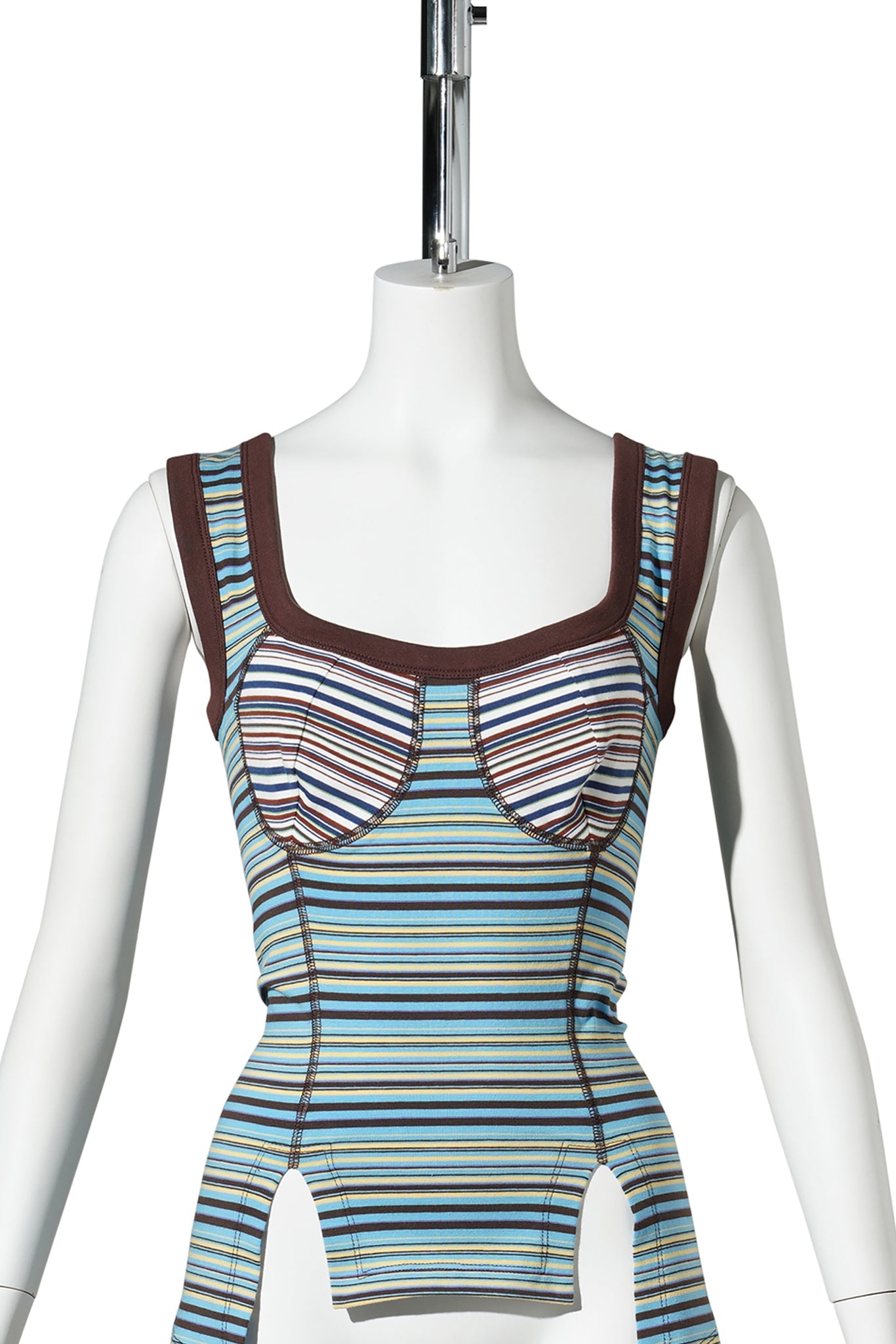 JERSEY CORSET / BLUE & BROWN STRIPES