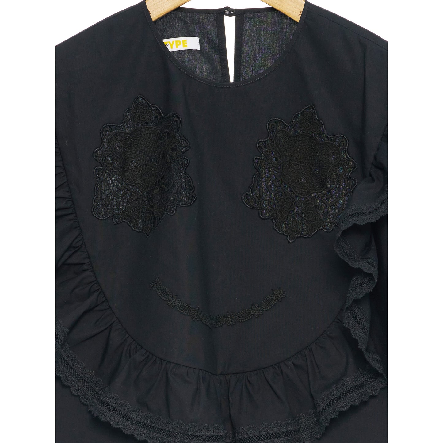 BLACK PUSH KULL SMILE BLOUSE / BLACK