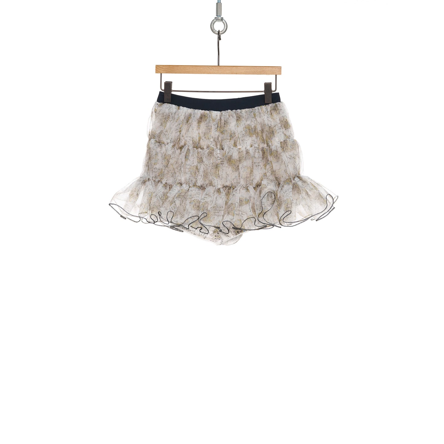 CRYING GIRL SHIRRING MINI SKIRT / WHITE/PATTERN