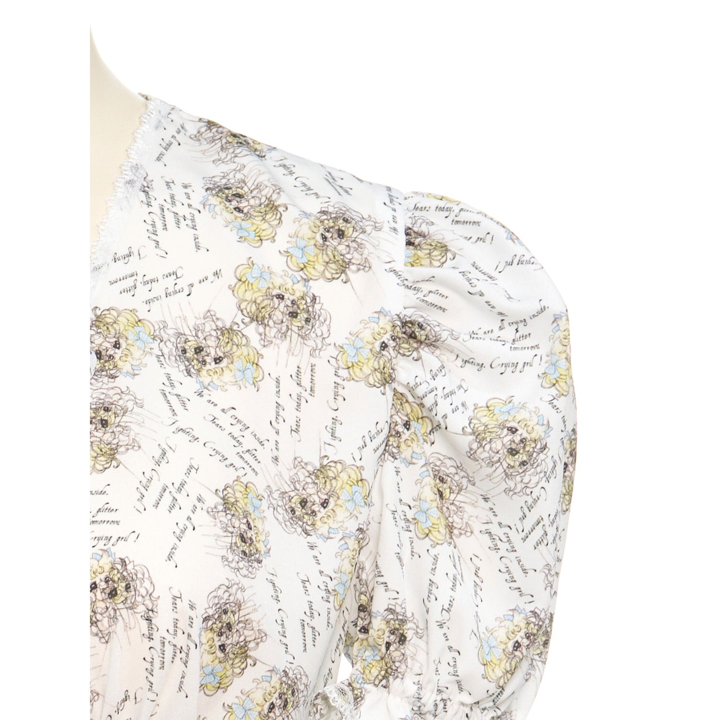 CRYING GIRL PRINTED LACE DRESS / WHITE/PATTERN