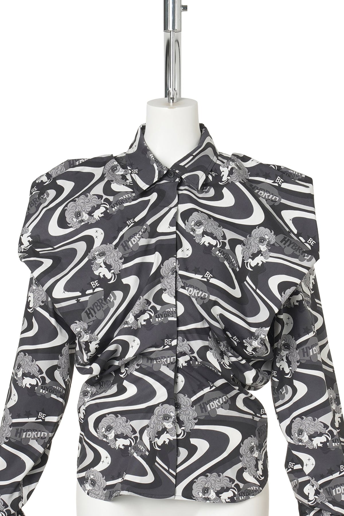 BLACK PATTERN VOLUME STRUCTURED SHIRT / BLACK