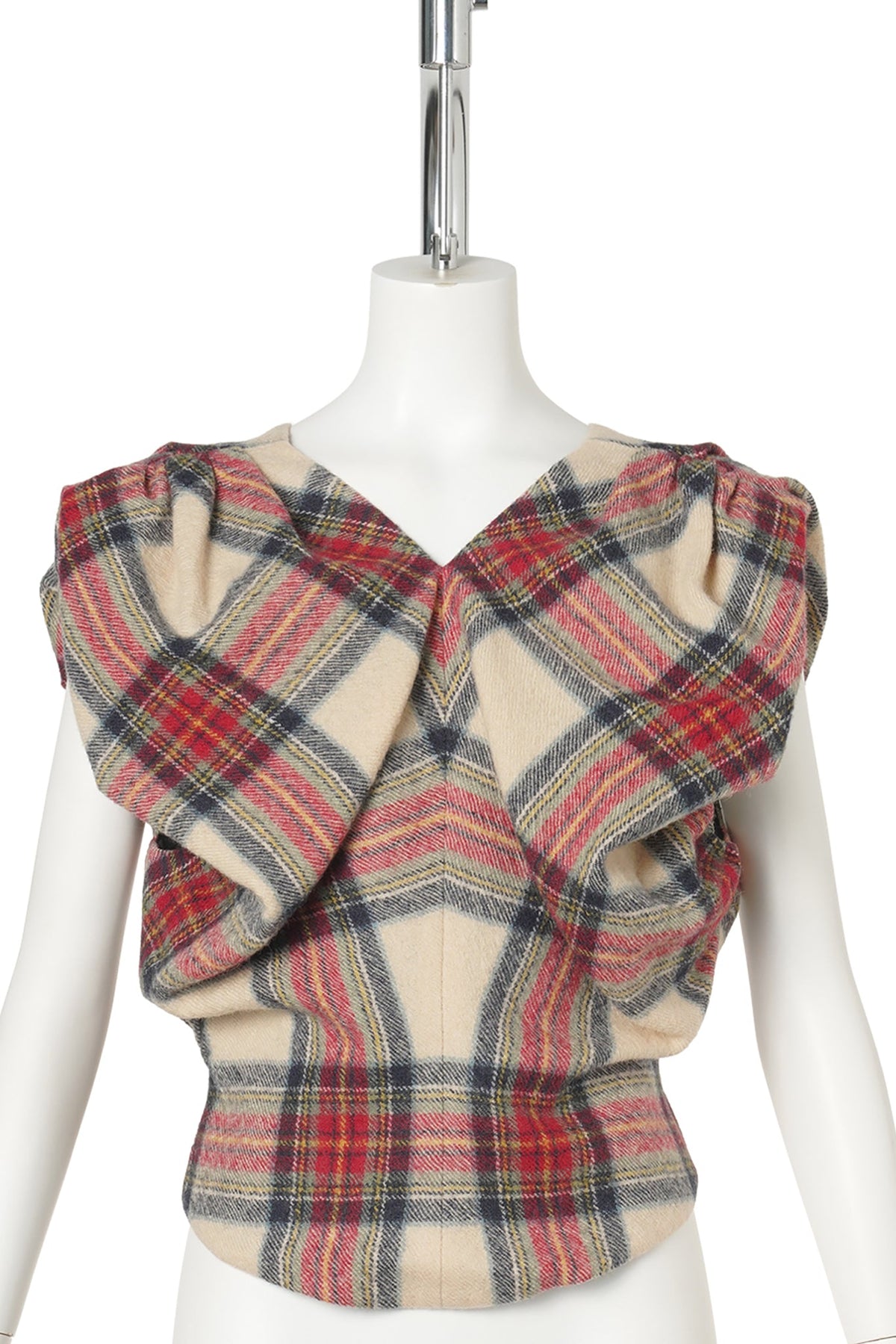YELLOW CHECK DRAPED STRUCTURED CROP TOP / YELLOW CHECK