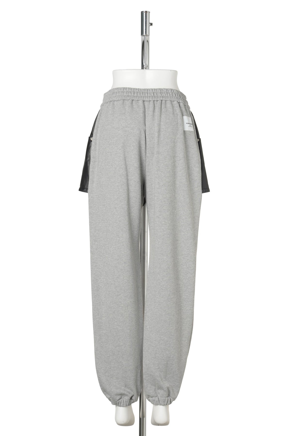 GRAY LEATHER SKIRT LAYERED SWEATPANTS / GRAY