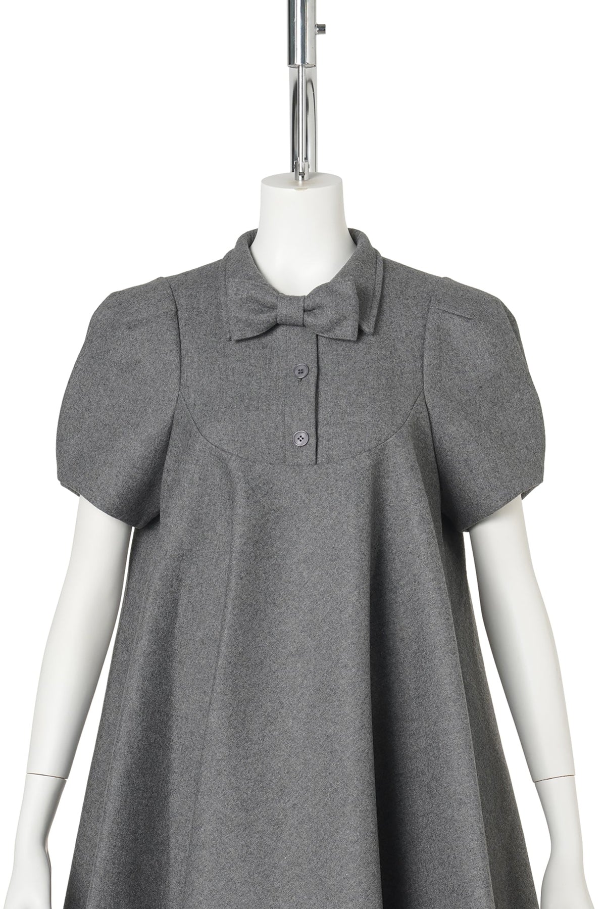 GRAY BOW COLLAR FLARE MINI DRESS / GRAY