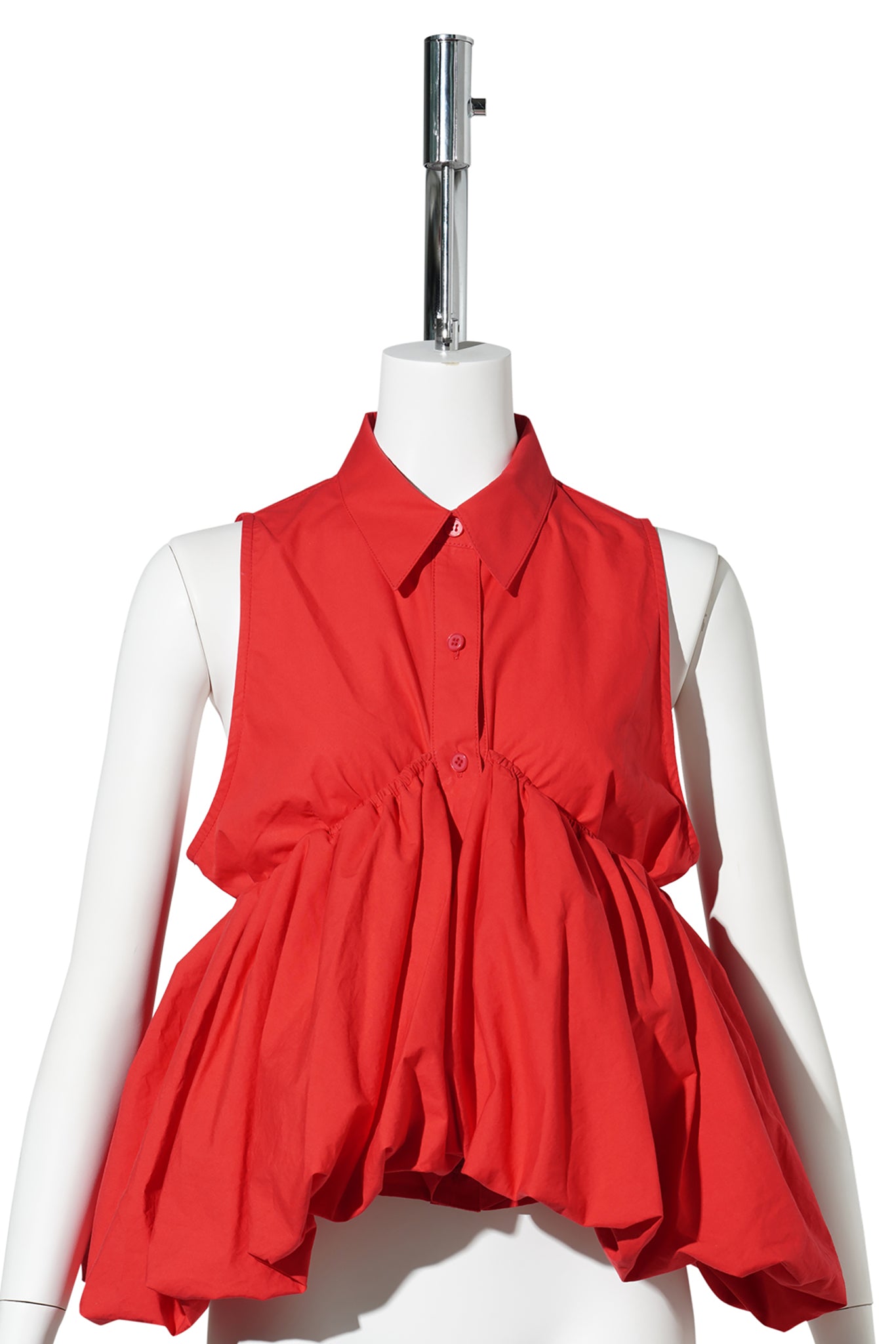 RED VOLUMINOUS SLEEVELESS SHIRT / RED