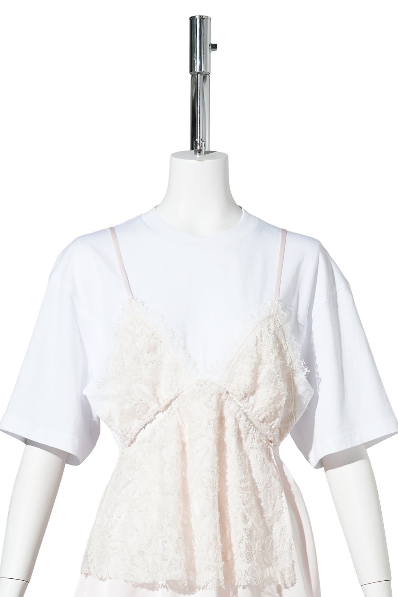 WHITE LACE SLIP LAYERED TOP / WHITE