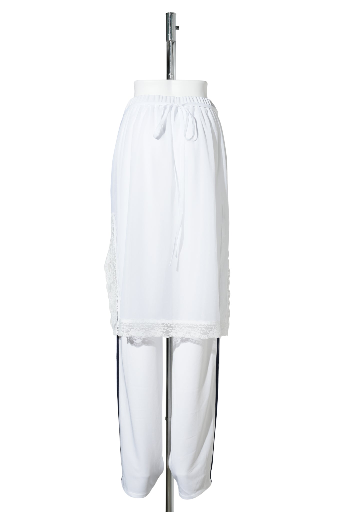 WHITE SKIRT LAYERED TRACK PANTS / WHITE
