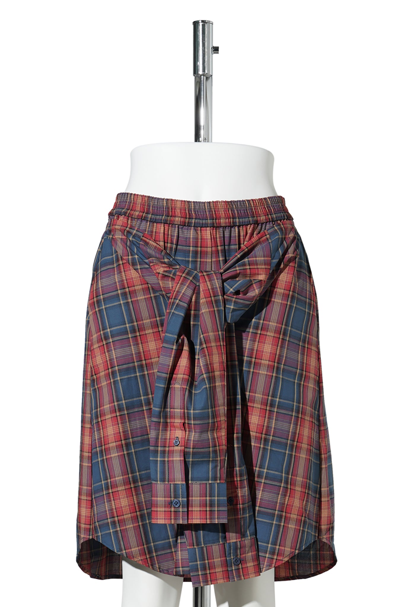 RED CHECK SHIRT-WRAPPED SKIRT PANTS / RED/CHECK