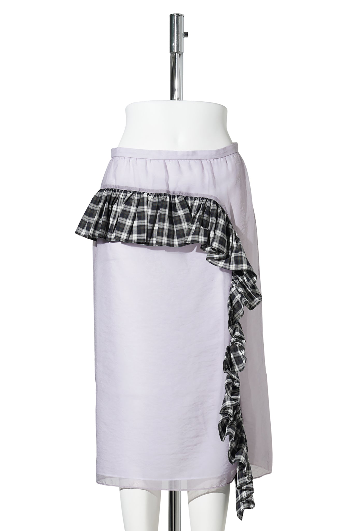 LIGHT PURPLE RUFFLE SHEER LAYERED MIDI SKIRT / LIGHT PURPLE