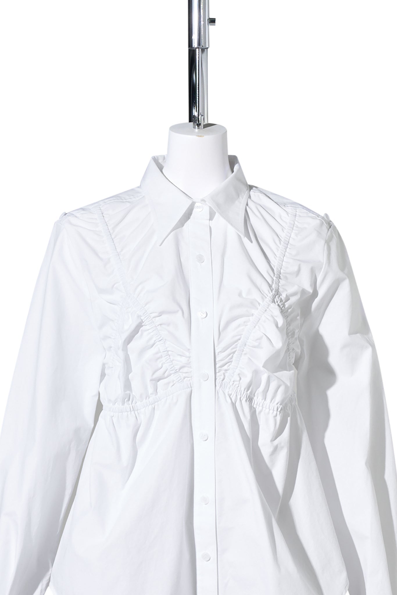 WHITE BRA SHIRRING SHIRT / WHITE