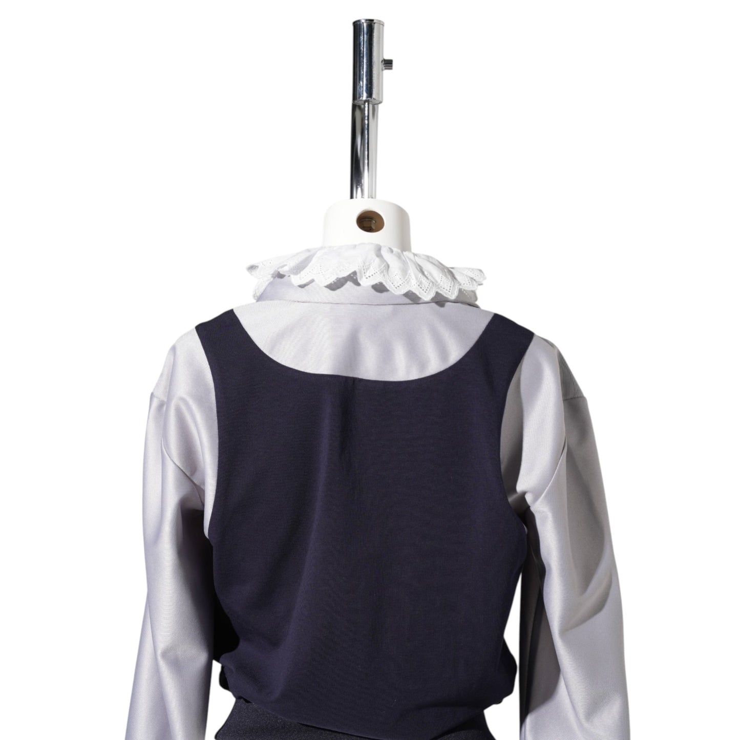 WHITE LACE-COLLAR BIB SHIRT / WHITE