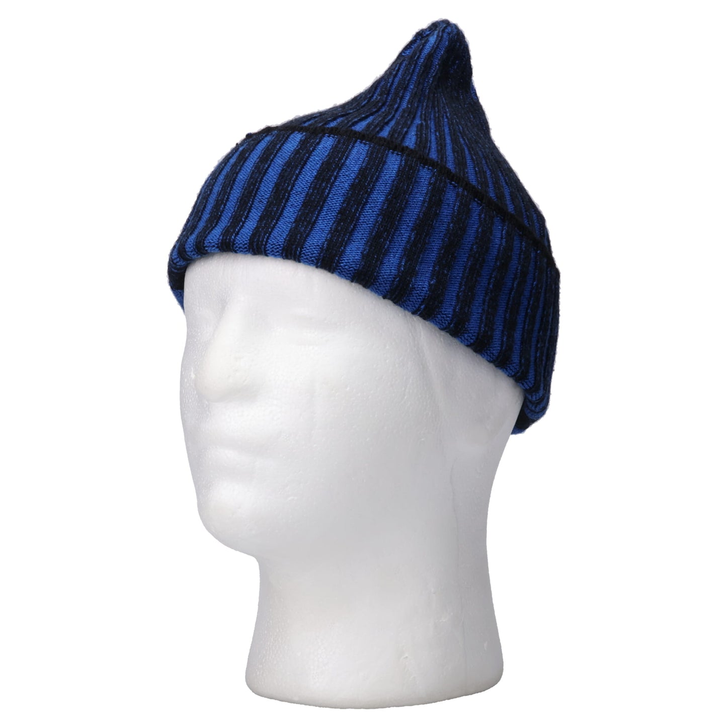 TWO STRIPE BEANIE / BLACK-BLUE