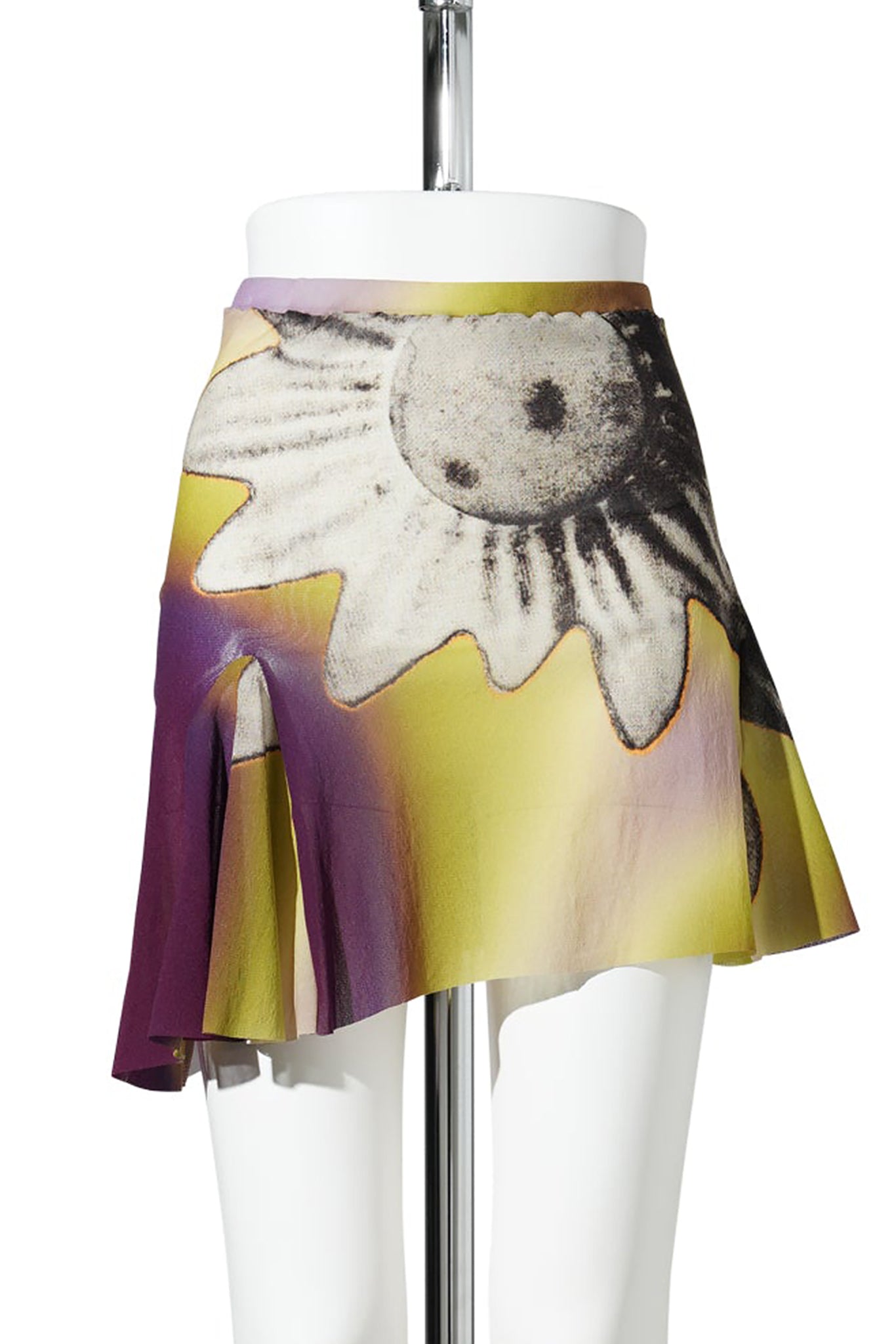 ACID FLOWER MESH MINI SKIRT / LIME/PURPLE