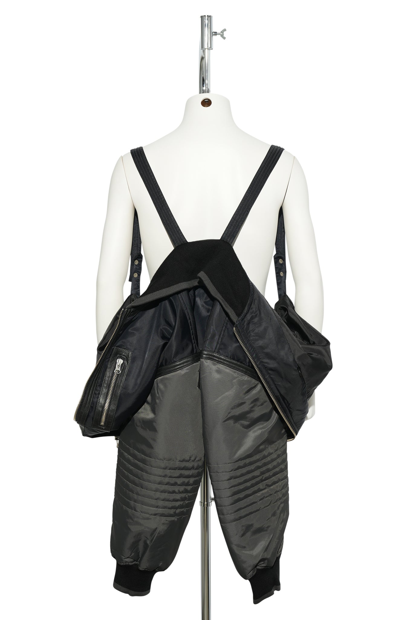 TRIM LEATHER BOMBER JACKET / BLACK