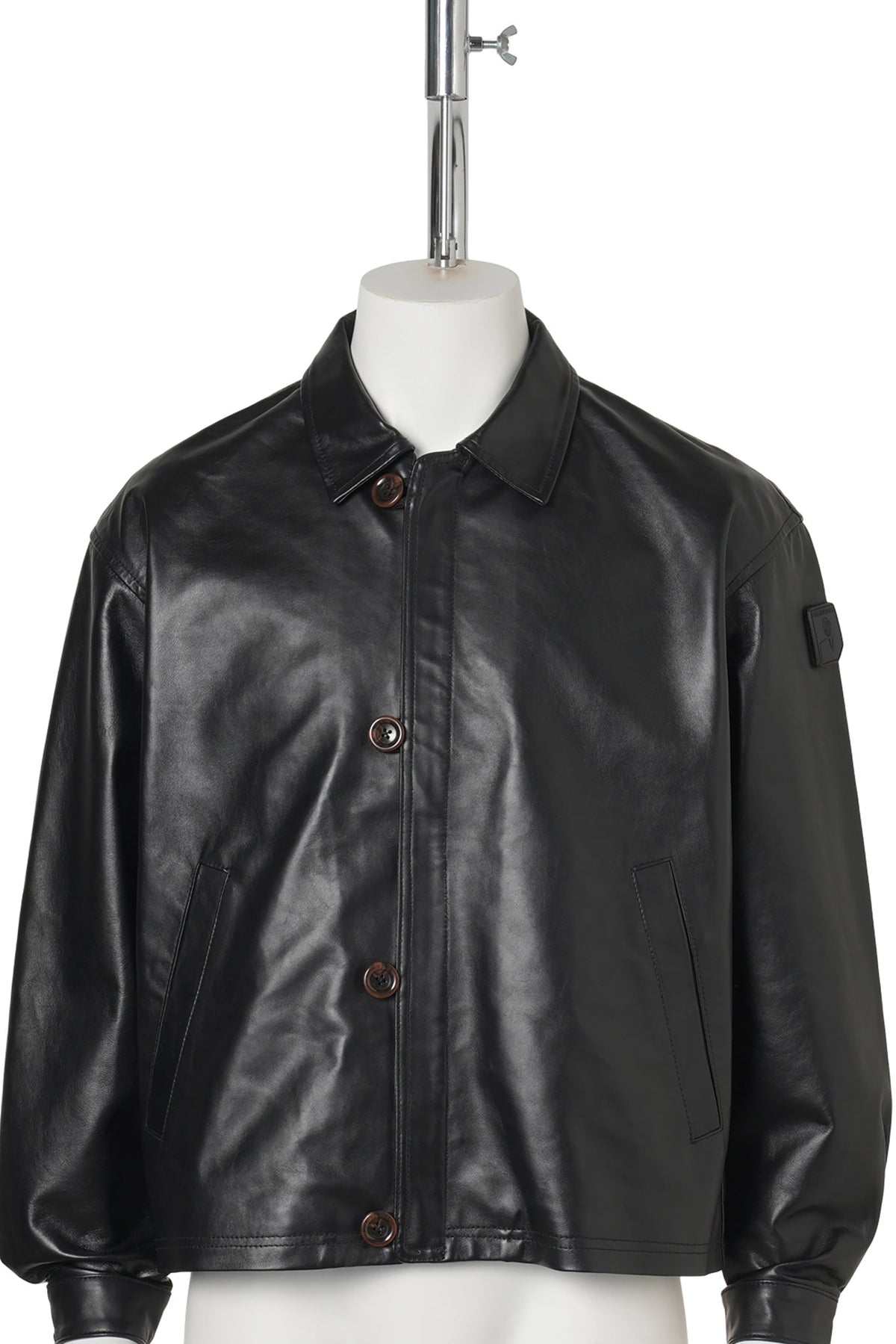 LOOP FRONT LEATHER JACKET / BLACK