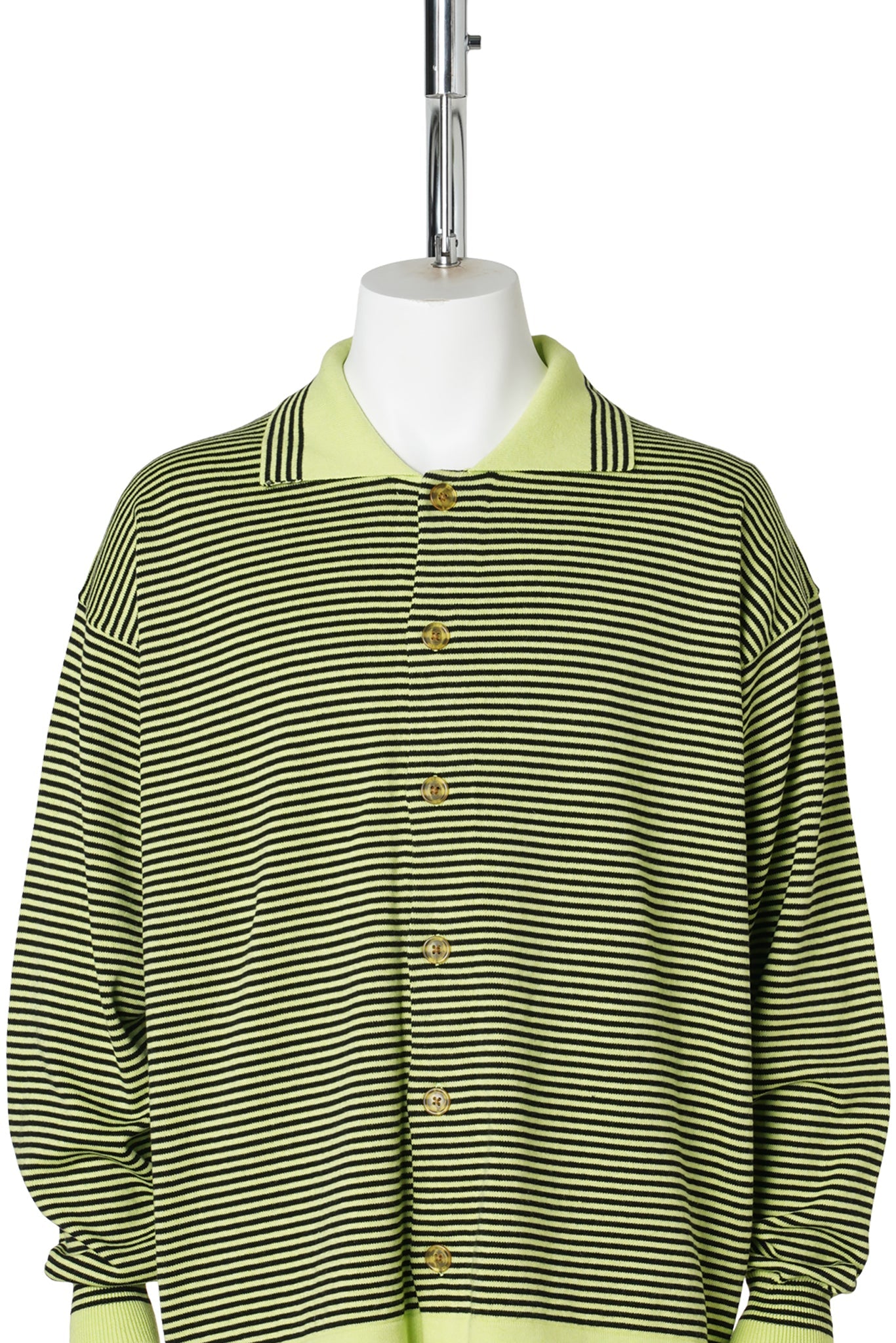 STRIPE KNIT SHIRT / LIME YELLOW x BLACK