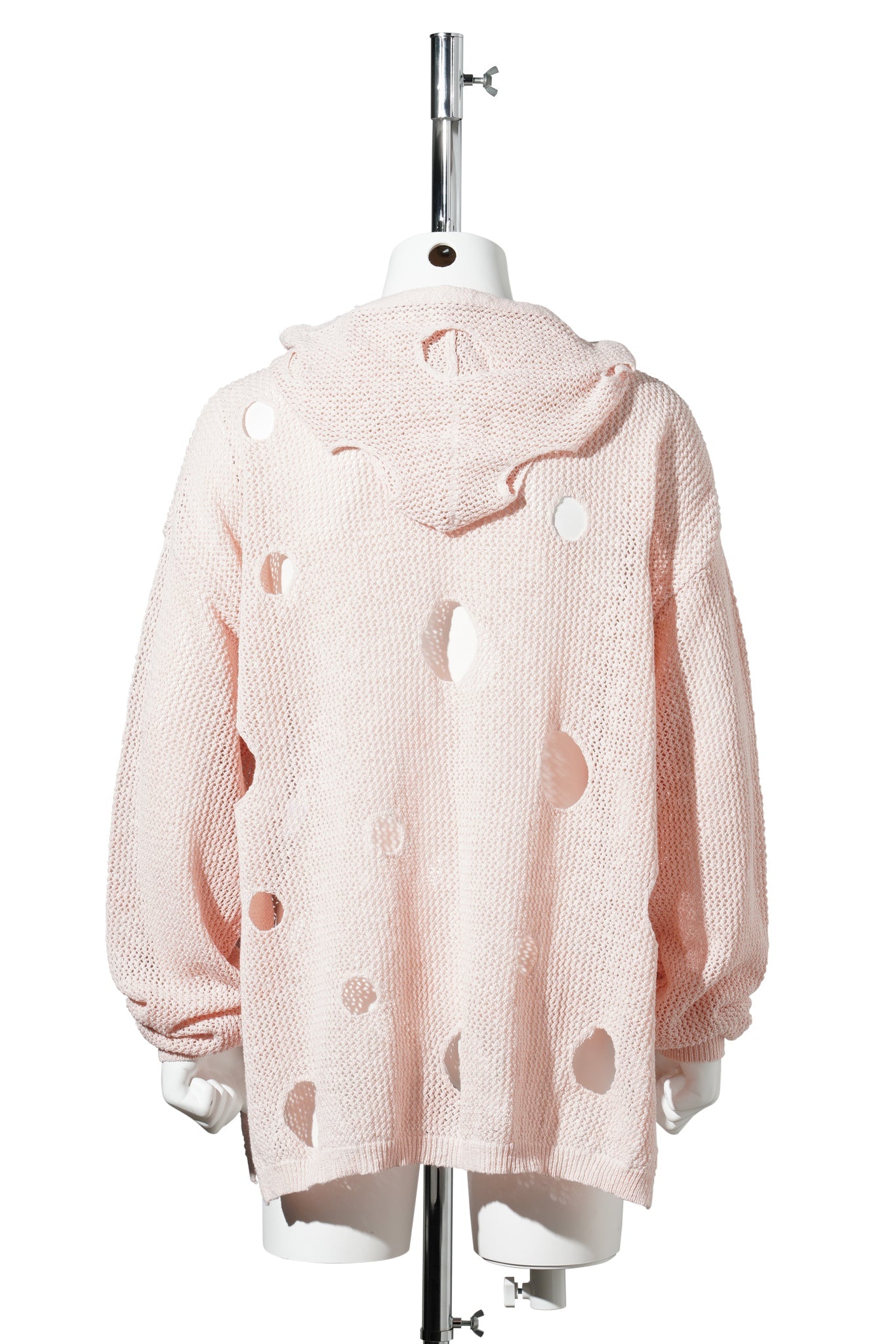 HOLE KNIT HOODIE / LIGHT PINK