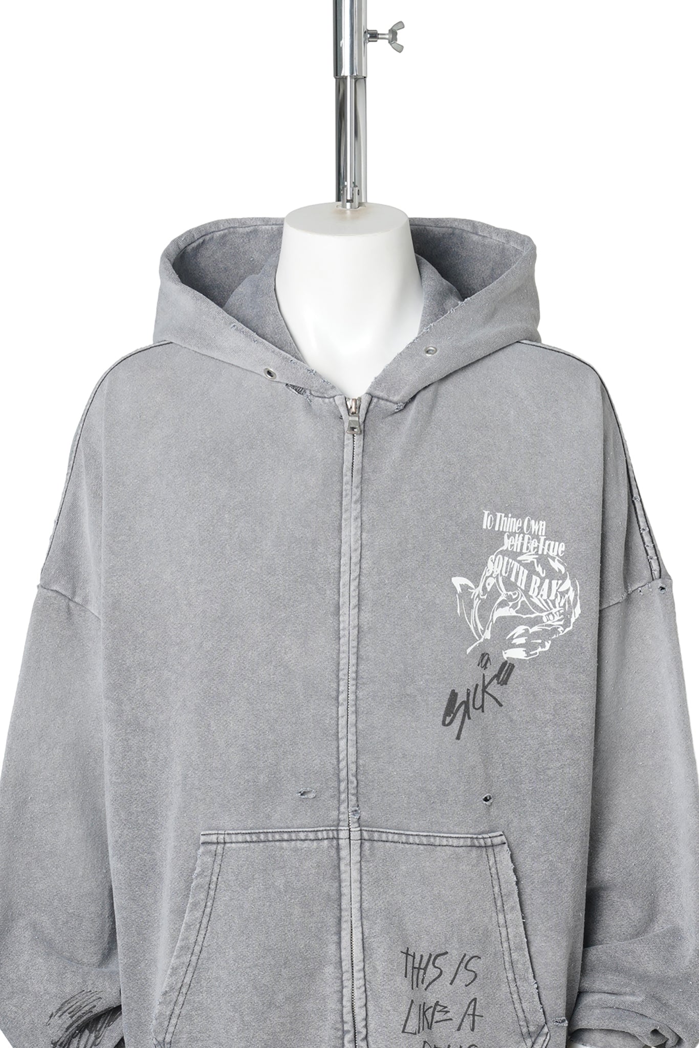 CARRYING THE MESSAGE ZIP HOODIE / GRAY