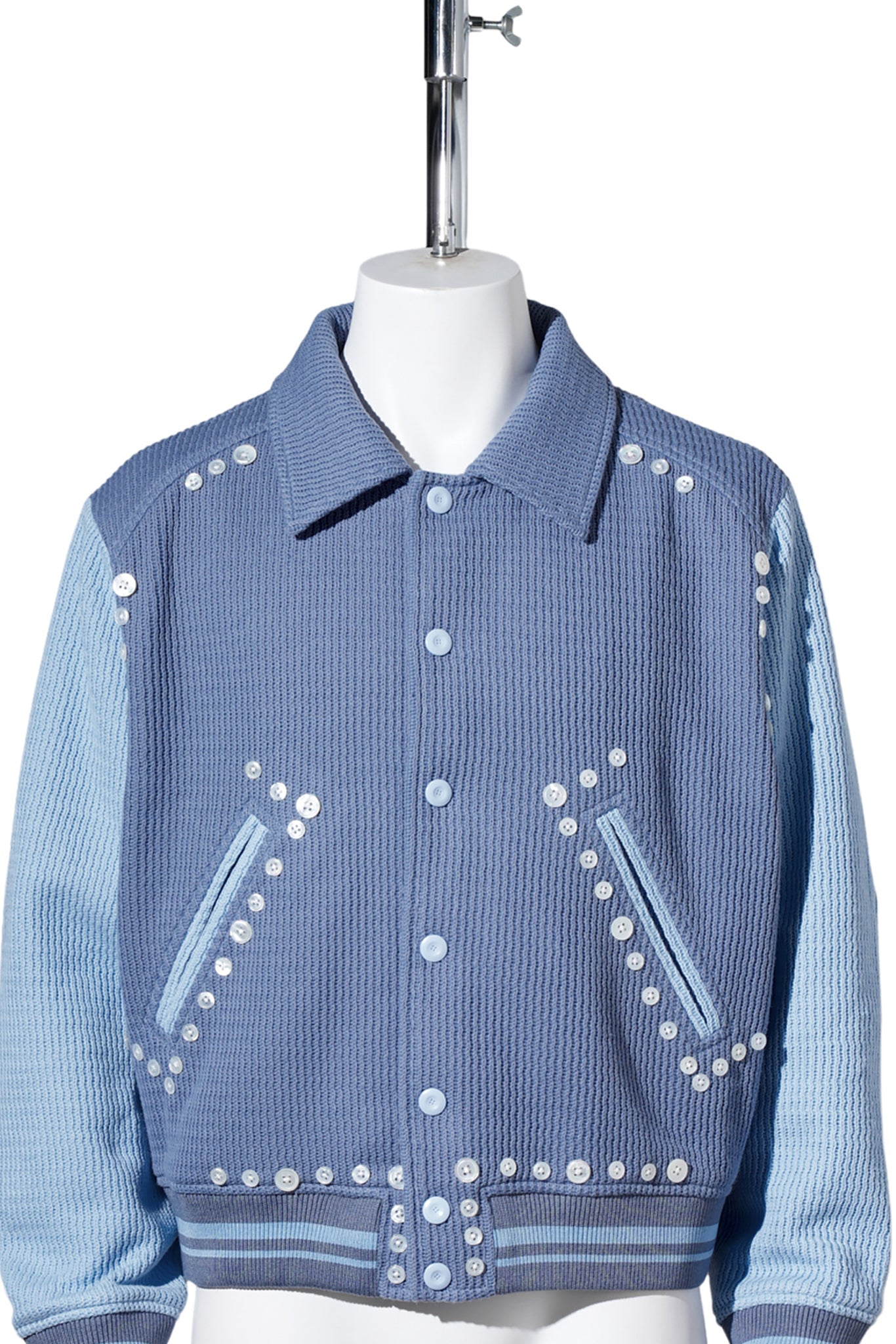 BUTTON VARSITY JACKET / BLUE