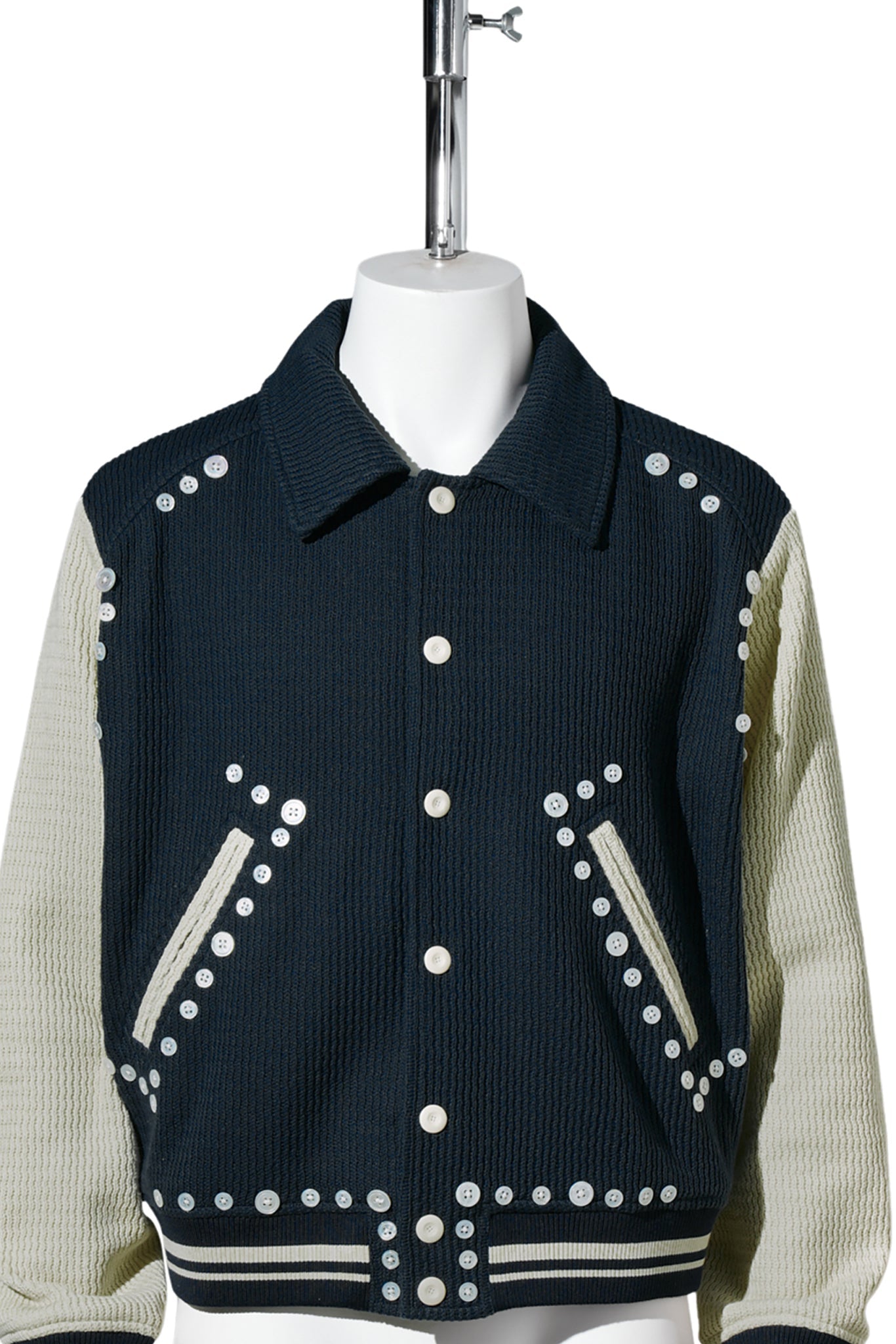 BUTTON VARSITY JACKET / NAVY