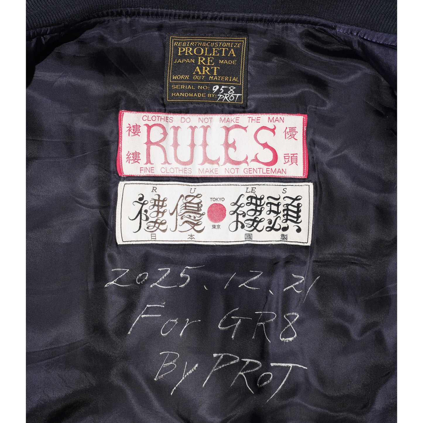 褸優縷頭 RULES STUDS BOMBER JACKET"BLACK WIDOW” / BLACK