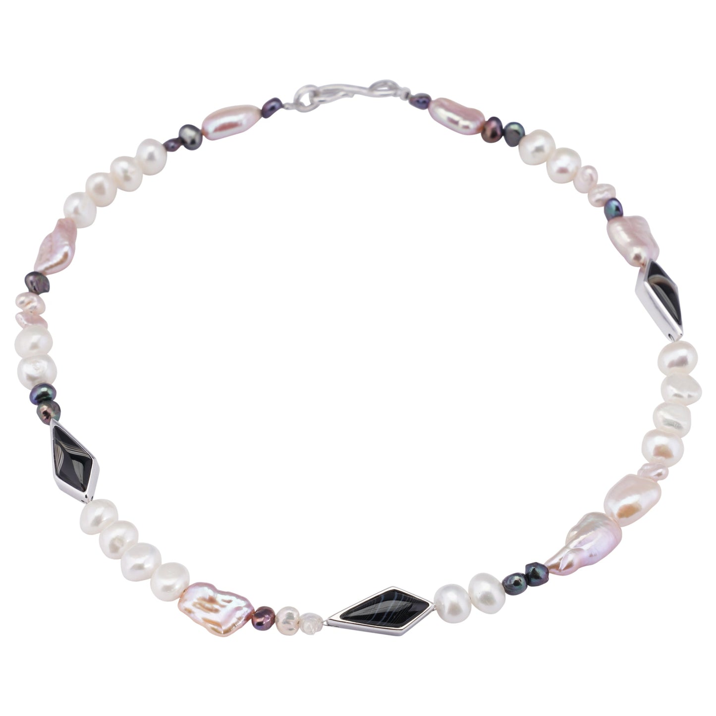 HOW RAW ONYX PEARL GRADATION NECKLACE / 92