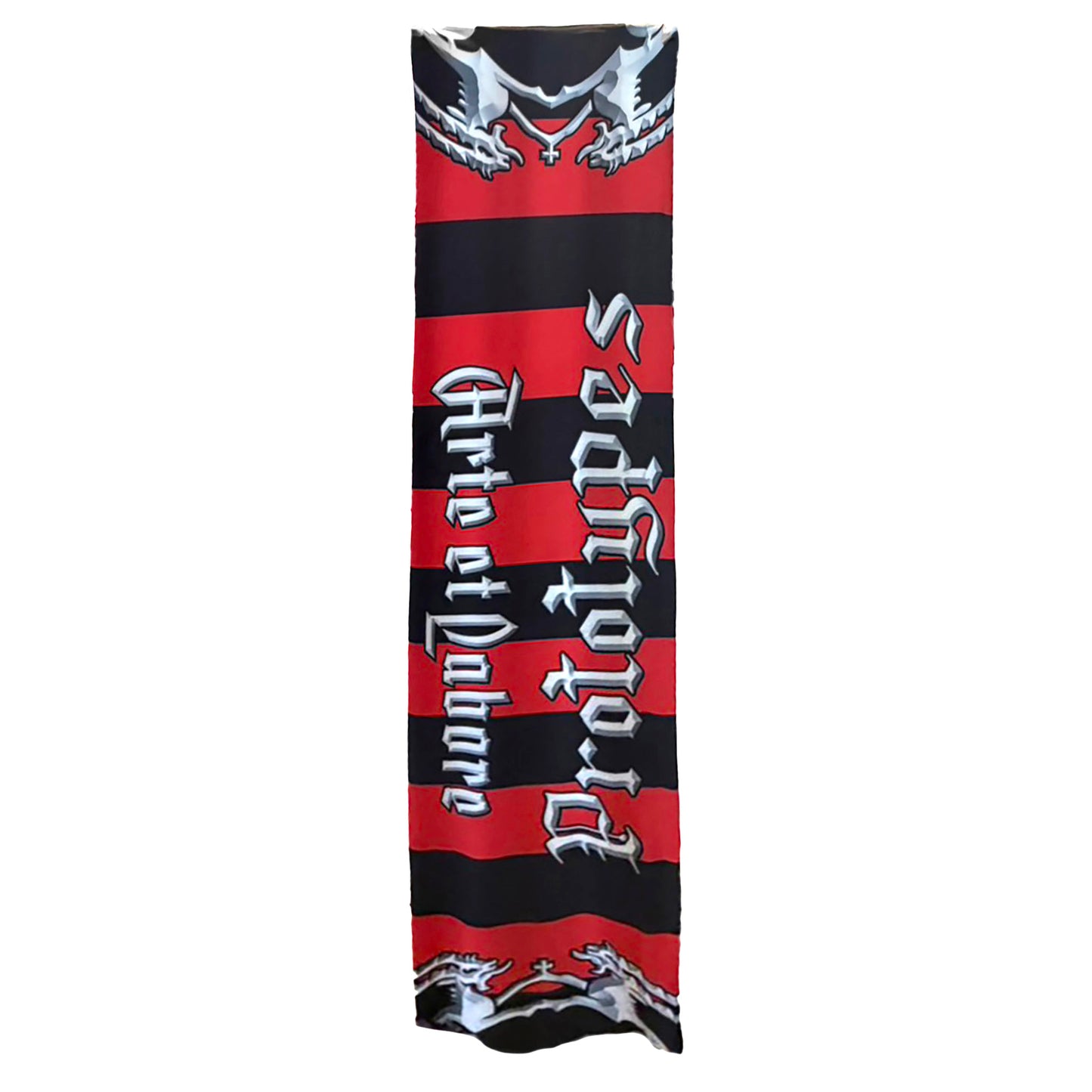 PRINTED POLYESTER RED & WHITE PROTOTYPE FANSCARF / RED & WHITE