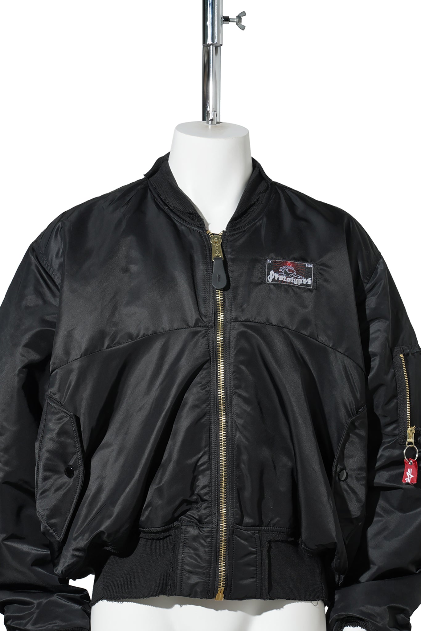 TECHNICAL NYLON BLACK RHINESTONE BOMBER / BLACK